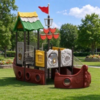 Structure de jeu extérieure Bateau Pirate avec toboggan, cabine de observation et structure d'escalade pour maternelle et parc, qualité commerciale