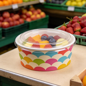 Contenedor de Alimentos Desechable Personalizado y Económico de Papel Kraft para Microondas, Tazón Redondo de Papel para Ensaladas y Postres para Llevar - Product Image 1