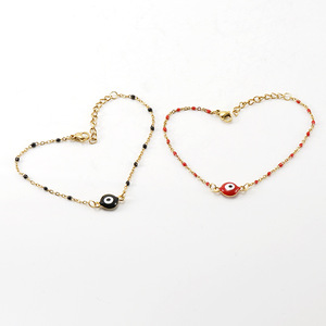 ZOGXIN Evil Eye <b>Bracelet</b> <b>Red</b> Stainless Steel 18K Titanium Steel Round Beads Women's Jewelry Gift - Product Image 3