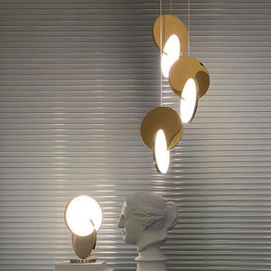 Lampu Gantung Kawat Emas Desain Baja Minimalis Dekorasi Ruang Tamu 15 w Bulat Lampu Chandelier Modern Nordik untuk Plafon Tinggi - Product Image 6