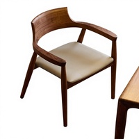 Chaise Hiroshima en bois d'hévéa nordique, entièrement en bois massif, avec dossier et accoudoirs, à joints mortaise et tenon, pour le loisir, le thé, les réunions, le bureau et les restaurants