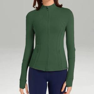 Custom Breathable Front Logo Long Sleeve Autumn Fitness Sport Yoga Coat Women's Lightweight Full Zip Running Track <b>Jacket</b> - Product Image 6