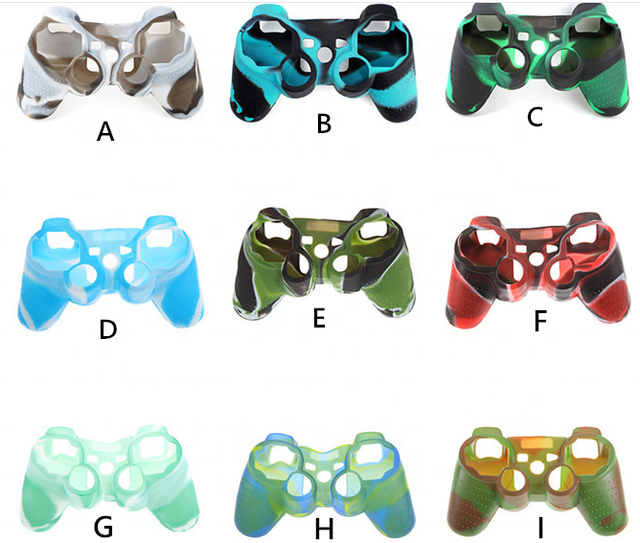 Camouflage Silicone Skin Case Protective Cover for PS 3 PS3 Controller 9 Colors