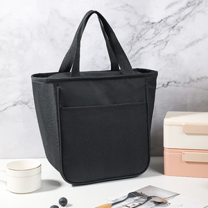 Insulated Lunch Bag Large Capacity Portable Foldable For Office Workers Meal Carry Pink Gray - Product Image 3