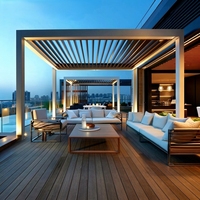 Pergola bioclimatique en aluminium pour jardin, auvent, gazebo, pavillon pour bord de piscine, bord de mer, balcon et usage extérieur, option motorisée