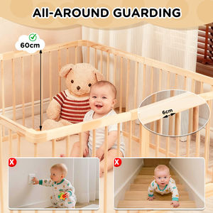 लकड़ी के बच्चे के खेल बाड़ के साथ बच्चों और बच्चों के लिए सुरक्षा गेट के साथ बड़े समायोज्य बेबी प्लेपेन - Product Image 5