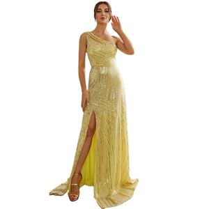 性感单肩舞会礼服高狭缝亮片连衣裙女士优雅派对晚礼服女士 - Product Image 1