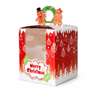 Boîte cadeau en papier rouge pour Noël avec poignée et fenêtre, boîte à friandises de Noël pour biscuits, chocolats, cadeaux de fête, emballage de Noël