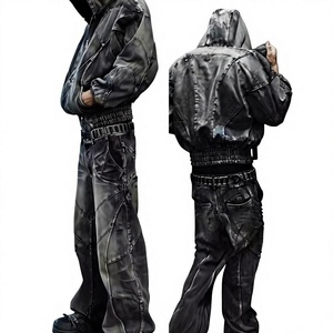 TITAN TREAD WEAR Jeans de mezclilla para hombre de cintura alta, pierna ancha, desgastados, con dobladillo deshilachado, ecológicos, lavados a la piedra, casuales, con cierre de botón, personalizados - Product Image 3