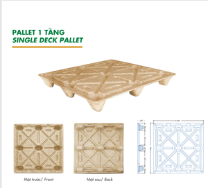 Sàn đơn đúc Pallet ngành công nghiệp vận chuyển hàng hóa presswood Pallet 4 chiều 1200x800x130mm tái chế gỗ nhẹ có thể làm tổ - Product Image 5