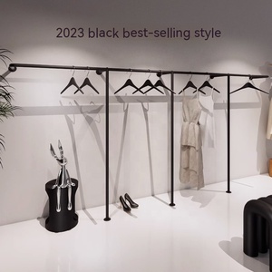 Novo estilo parede roupas cremalheira loja de roupas desenhos <span class=keywords><strong>display</strong></span> stand lojas preto roupas <span class=keywords><strong>display</strong></span> racks atacado - Product Image 2