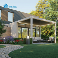 Pergola bioclimatique Sweet Home anti-rouille en aluminium avec toit à lames motorisées rétractables, éclairage LED, pour patio extérieur, cour, gazebo