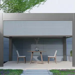 别墅亭子庭院室外花园露台庭院，新款中式铝合金智能电动亭子遮阳篷/