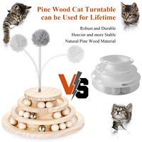 Jouet pour chat en bambou, classique et moderne, plateau tournant, écologique, puzzle, 3 niveaux, circuit de balles, exercice pour chatons d'intérieur