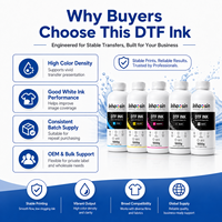 Encre pigmentée DTF anti-colmatage de qualité supérieure à base d'eau CMYKW pour transfert thermique sur vêtements et imprimantes numériques