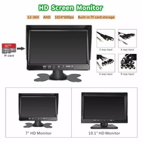 Caméra de tableau de bord de voiture de 7 pouces avec moniteur Quad Split AHD Caméra BSD 4 canaux Enregistrement vidéo DVR intégré Vision nocturne pour inverser