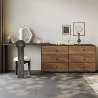 Table de maquillage et de coiffage multifonctionnelle en bois massif de style vintage avec rangement intégré pour chambre à coucher