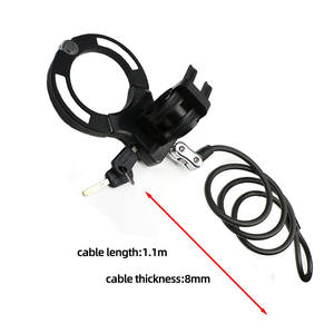 Câble antivol pour vélo en acier, menottes <span class=keywords><strong>de</strong></span> 1,1 m, câble pour vélo, scooter électrique pliable, serrure à clé avec menottes - Product Image 2