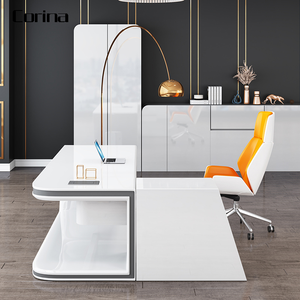 2020 weiß direktor executive tisch schrank stuhl set design 2 meter glänzend mdf büro möbel büro schreibtisch moderne - Product Image 2
