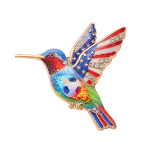 Broche en alliage plaqué motif drapeau national et colibri, pour la Fête de l'Indépendance et l'événement sportif de football, pour femme - Product Image 5