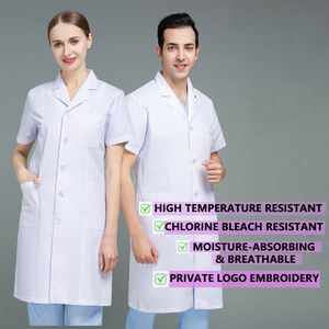 定制白色实验室外套，适合医生和护士，修身版型，适用于食品工厂实验室工作，可提供OEM和私人徽标 - Product Image 3