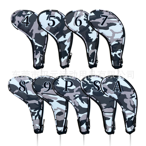 Fundas de cuero con cremallera y estampado de camuflaje para palos de golf, juego de 9 piezas, para driver, putter y mallet, en stock. - Product Image 2