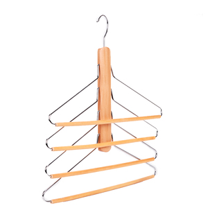 Porte-vêtements pliable en bois de lotus à quatre niveaux pour économiser de l'espace, idéal pour les vêtements et la salle de séjour - Product Image 2