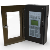 Boîtier de panneau répéteur d'alarme incendie sécurisé TRIANGLE MS00-CB-01S0 avec porte en verre et serrure, finition marron brillant et noir mat, sécurité optimale