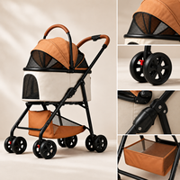 Poussette portable pour animaux de compagnie avec grand panier inférieur, roues en EVA, auvent en maille respirante pour chats, chiens de petite et moyenne taille