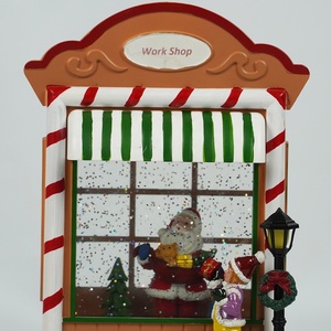 Fábrica al por mayor Navidad Musical linterna de Navidad globo de nieve LED iluminado TALLER DE Papá Noel con función de giro de agua - Product Image 5