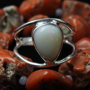 Australian Solid <b>Opal</b> Gemstone <b>Ring</b> Prong Setting-<b>Silver</b> Multi Fire Certified Wedding Party Classic Design-4 US Size Handmade - Product Image 1