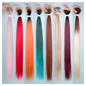 12 đến 36 inch siêu mềm mịn cao kháng <span class=keywords><strong>Ombre</strong></span> Blonde xương thẳng tổng hợp tóc bó với đóng cửa phần mở rộng tóc - Product Image 1