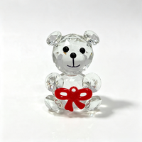 Figurine d'ours en cristal, cadeau de collection pour femme, statue d'ours gravée à la main, décoration de table pour mariage et fête, bleu et rouge