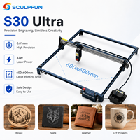 Graveur laser SCULPFUN S30 Ultra 33W, machine de découpe haute précision 410x420mm pour bois, cuir et projets DIY