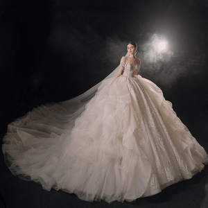 Jancember LSMX071 vestidos de novia de mujer con cadena de cuentas pesadas de lujo - Product Image 3