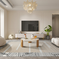 Tapis géométrique abstrait beige crème, fabriqué à la machine, en polyester, style moderne, écologique, anti-poussière, non pelucheux, pour salon et maison
