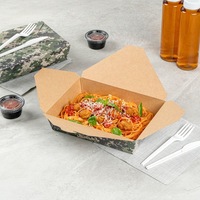 Conception d'emballage de restauration rapide à emporter jetable personnalisée Boîte à lunch en papier kraft plastification mate matériau PET pliable aliments à emporter