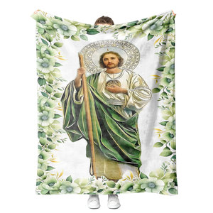 Mantas de Franela Personalizadas al por Mayor con Estampado de San Judas Tadeo, Mantas de Poliéster Cálidas y Suaves para Sofá, Mantas Pequeñas de Terciopelo - Product Image 2