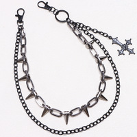 Chaîne de pantalon en alliage noir à pointes, chaîne de portefeuille, pendentif croix gothique, accessoire streetwear punk sombre pour jeans, hommes et femmes