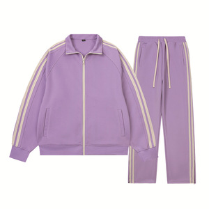 Ensemble Athlétique Unisexe Tendance XINCAI : Veste Sweat-shirt à Rayures Patchwork et <span class=keywords><strong>Pantalon</strong></span> Long 100% Polyester, Col Montant, Tenue Décontractée - Product Image 3