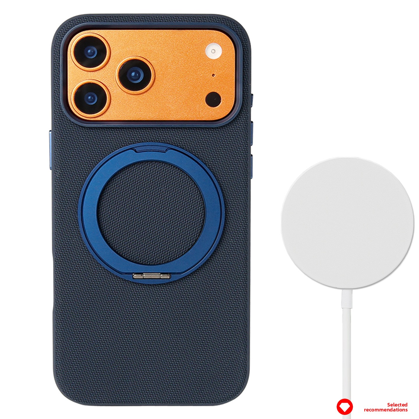 Coque simple en cuir et tissu technologique bleu marine
