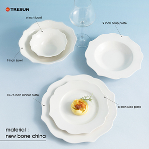 Vente en gros bon marché en vrac restaurant hôtel porcelaine fine céramique Chine blanc pur plat dessert assiette et plats d'accompagnement - Product Image 2