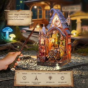 Tonecheer Cadeau d'Halloween : Plateforme <span class=keywords><strong>Magique</strong></span>, <span class=keywords><strong>Baguette</strong></span> <span class=keywords><strong>Magique</strong></span> et Lampe LED 3D à Double Mode Tactile, Livre Puzzle 3D pour la Décoration d'Angle – Vente en Gros pour Magasins de Cadeaux d'Halloween - Product Image 4