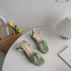 Nouvelle Collection 2025 – Sandales Légères Plissées à Talon Épais et Bride pour Femme, Grande Taille, Bout Carré Ouvert, Talon Haut Tendance pour l'Été - Product Image 5
