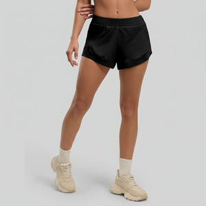 Shorts Deportivos 2 en 1 para Mujer, Cintura Elástica, Dobladillo Dividido, Transpirables, Secado Rápido, Forro Interior, para Entrenamiento Deportivo, OEM ODM, Venta al Por Mayor - Product Image 2
