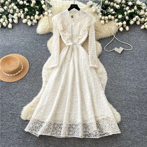 Soldes d'usine : Robe midi élégante en dentelle tissée florale respirante pour femme – Modèle décontracté, un best-seller ! - Product Image 4