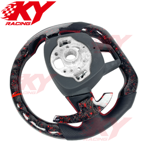 พวงมาลัยกีฬาคาร์บอนไฟเบอร์ฟอร์จ สำหรับ Audi A6 A3 A4 A5 Q5 Q6 S6 RS6 RS5 RS4 B8 B9 S4 S5 TTRS พร้อมแป้นเปลี่ยนเกียร์แบบกำหนดเอง - Product Image 4