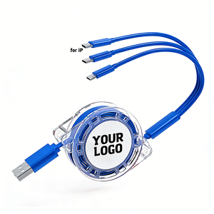 Kabel USB 3-in-1 Universal Retractable Multi-Warna dengan Logo Kustom untuk Hadiah Promosi Grosir, Pengisi Daya Ponsel Pengisian Cepat - Product Image 1