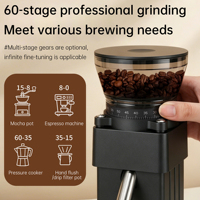 Molinillo de Café Recargable con Báscula Digital Integrada de 0.5g, 70 Niveles de Molienda, Muelas Cónicas SUS420 para Espresso Casero