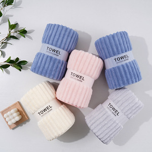 Coral Fleece Thickened <b>Bath</b> Towel Candy Colored Striped Quick Dry Beach Towel Rectangle 300g 400g Unisex Household Use - Product Image 2